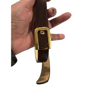 Pierre Cardin Men's Brown Dress Belt Gold Buckle Size 40 Adjustable Vintage